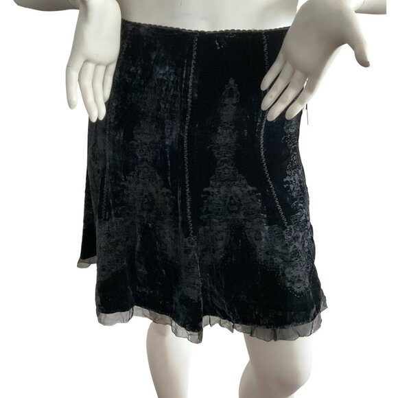 Silk Blend Elie Tahari Adora Burn-out Velvet Skirt Black...